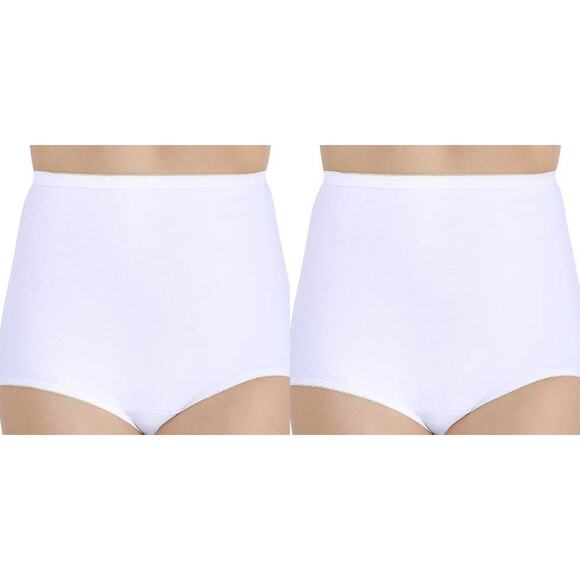 2 New Vanity Fair Womens Size 10 Star White Cotton High Wasted Brief Panties - Picture 1 of 5